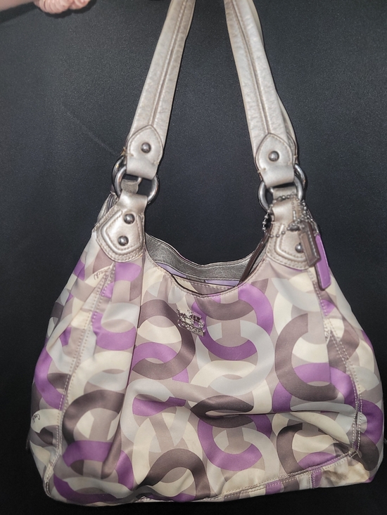 Coach Handbags - Coach Signature Chainlink ShoulderHobo in Purple and Gray